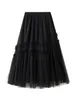 Skirts Women'S Spring/Summer Midi Skirt With Ruffled Edges Bow Decoration Pleated Flowers A-Line Mesh Suitable For Travel Beach