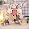 Cartoon Konijn Baby Sleep Soothing Doll Plush Toy Long Eared Rabbit Doll Singing Plaid Rok Rabbit Cross Border