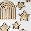 Decorative Figurines Wooden Handmade Rattan Rainbow Air Balloon Moon Star Wall Decor Wood Crafts For Kids Room Stickers Ornament Po Props