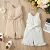 Rompers 1-5 jaar peuter babymeisje kleren mouwloze bodysuit zomer mode jumpsuit baby kostuum schattige kinderen meisje outfit D240425