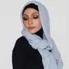 Hijabs bubbla vanligt skrynkligt bomull hijab mjuk pannband wraps sjalar solider färg grossist crinka hijab halsduk d240425