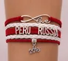 Infinity Love Peru Ryssland Armband 2018 Soccer Charm Leather Wrap Men Sport Armband Bangles For Women Jewelry9442028