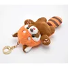 Stuffed Plush Animals Cute cartoon red panda plush toy pendant little raccoon doll keychain doll playground doll