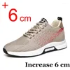 Sapatos casuais homens que aumentam o elevador de saltos escondidos tênis de malha respirável 6 cm de altura que aumenta o homem