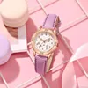 Montre-bracelets décontractés Star Star Moon Enfants lumineux Regardez pour les femmes filles en cuir féminin dames montre le quartz horloge montre femme