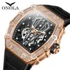 Onola volledige diamant mode horloge heren tape waterdichte kwarts horloge heren's