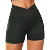 Shorts féminins à l'épreuve de la taille élevée à l'épreuve de taille squat avec des poches de téléphone pour gym yoga