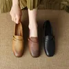 Lässige Schuhe Totomela 2024 Retro Echtes Leder -Frau Slattern auf Flats Office Ladies Frühling Herbst