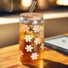 Tumblers 16oz Butterfly Flowers 3D Print Drinking Glass Can Mason Jar with Bamboo Lid Straw For Ice Juice Coffee Soda Water Bottle Cup H240425