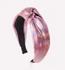 Gorąca jasna skórzana wiązana opaska na głowę szeroka krawędź moda Kink Hair Card Retro Kolor Kolorowy pasek do włosów Kobieta