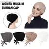 Hijabs Femmes musulmans Stretch Turban Cap doux modal Muslim Bonnet Islamic Hijab Contrôle Modal Inner Hat Turban Heads G2D3 D240425