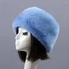 Beretten Russische stijl mode winter sneeuw hoeden vrouwen dikke pluizige faux bont schedels beanies ski bomber cap hoed