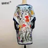 Sukienki imprezowe 2024Winyi Top Fashion Kuwejt Tradycyjny sukienka jedwabny Kaftan Boho kolorowy wzór dla Lady African Women