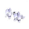 Boucles d'oreilles S925 Orchidée blanche en argent sterling femelle