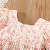 Mädchenkleider kleine fragmentierte rosa große Bogenkleid Kleid neue Sommermädchen Baby Bubble Ärmel Süße Mädchen Kinderkleidung D240425