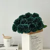 Fleurs décoratives 10pcs paon gree roses artificielles fausses de soie réaliste
