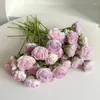 装飾的な花1PCニットグラデーションローズチューリップヒマワリを保持する結婚式の飾る手織りブーケの誕生日ギフト人工