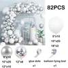 Party Decoration White Balloons Kit Metallic Silver Confetti Balloon Garland Arch Kids Födelsedag Kön avslöja bröllopsgradering