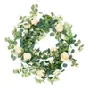 Dekorativa blommor 5.9ft hängande bröllopsdekoration Ivy Fake Plant Eucalyptus Garland Artificial Flower Home Decro Rose Vine