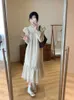 Vestidos de maternidade estilo japonês manga longa vestido de chiffon para a primavera plus size gestante woman buffles colar colarinho manga de festa de festa