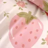 Pillow Strawberry And Pink Back Design Bedding Set Decorative 3 Piece Duvet Cover with 2 Pillow Shams