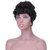Curly Pixie Cut Wigs for Black Femmes Heuvrages humains Bob Bob Bob Hust Hair Wig Gluless Wig en couche Aucune Wig Front Wig Full Machine Full Wig 1B couleur