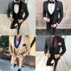 Passar svarta män för bröllopsdräkt Business Bridegroom Custom Made Costume Slim Form Formal Groom Tuxedo Blazer Best Man 201105