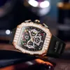 2024 Modieuze volledige diamant Nieuwe Onola Sports Multi Functional Mechanical Men's Watch Tape Waterdicht horloge