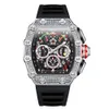 NUEVO ONOLA Full Diamond Multi Functional Fashion Water Watrip Watch Silicone Tape Watch
