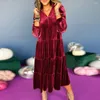 Robes décontractées robe patchwork en ligne Velvet V-col