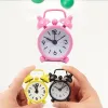 Klockor Portable Mini Alarm Clock Retro Double Bell Desk Table Clock Dålig kvartsklocka Hemdekorationsbordklocka Klocka