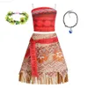 Flickans klänningar Girl Vaiana Fantasy Children Summer Carnival Tassel Dress Clothing Set Kids Princess Party Elegant Dress Christmas Moana Costumel2404