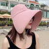 Wide Brim Hats Bucket Hats Womens Summer Wide Adjustable Adhesive Beach Hat Foldable UV Protection Womens Sun Hat Outdoor Travel Panama Womens Hat 240424