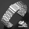 22mm Stainless Steel Strap Watch Band for Men Women Waterproof Bands Metal Bracelet Universal Watchbands Adjustable Accessories 240409