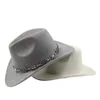 Wide Brim Hats Bucket Hats Mens and Womens Cowboy Hats Suede Western Rider Hat Chain Accessories Autumn and Winter Suede Cowboy Hats Y240425