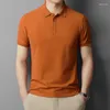 Polos masculinos de boa qualidade negócios 2024 verão casual sólido turn back colar tee tops machos de manga curta camisas pólo