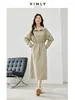 Casual Dresses Vimly Elegant Shirt Dress Women 2024 Spring Half Zip Drop Hylsa Justerbart dragsko midjeband A-Line Split Midi M5395