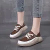 Casual Shoes DRKANOL Fashion Thick Bottom Women Genuine Leather Flat Platform Sneakers College Style Student Lightweight