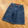 Shorts masculinos Padrão de desenho animado gótico Impresso jeans solto para homens 2000 Street casual hip-hop harajuku estilo punk calças folgadas y2k