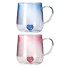 Tumblers 3D Crystal Glass Heart Cupe Wysoka borokrzemowe mrożone filiżanki kawy Picie szklanki do soków mleko herbata letnia herbat h240425