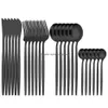 24pcs Western Black Sets Rolware Dingeware Set Cutlery Cutlery Fork Spoon Vérification Sierware pour livraison de gouttes Home GA OTEZ3