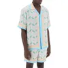 24SS CASA Bulca Nowa jedwabna koszulka Silk Silk Casual Shirt Men and Women Summer Wzór Wakacyjny Spokojny wypoczynek luźne hawajskie koszulę z krótkim rękawem Casabulc Trendy Tops