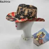 Breda randen hattar hink hattar ny western cowboy hatt för män kvinnor sommar mode panama cowgirl jazz sol cap 58-60 cm y240425