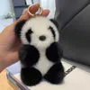 Keychains Lanyards Small Panda Plush Women Bag Ornaments Cute Imitation Mink Fur Panda Car Keychain
