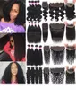 Brasilianskt mänskligt hår wefts med stängning Deep Wave Curly Virgin Hair Bunds med 13x4 spets frontala mänskliga hårväv med 360 spets4337907