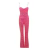 Casual Dresses Heavy Industry Shiny Gold Sequin Sling Jumpsuit European och American Fashion Ladies Party Bankettkläder