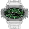 Sports Men's Quartz Watch 2100 Watch Green, Orange, Blue, Série jaune, Temps mondial complet, LED Auto Hand Raising Light, Oak Series