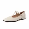 Scarpe casual 2024 Arrivo a molla morbida Pompe mary Jane con fila T per donne in chic beige