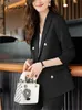 YITIMUCENG Office Ladies Mulheres Suits Office Conjuntos de escritório Turn Down Double Basted Sleeve Blazer Solid Harem Pant Suits 240421