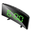 Relojes Mesa digital Reloj Electrónico Número de despertador de escritorio para niños Pantalla LED LED Relojes de espejo dimmable curvado de 7 pulgadas Nuevo